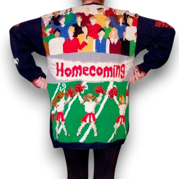 Vintage Sweaters - Vintage RARE 90s HOMECOMING Football Cheerleader Knit Cardigan Sweater